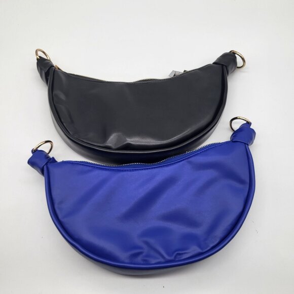ANTTHONY Hobo Shoulder Purses Set of 2 Blue Black Quilted Look MISSING STRAPS! - Picture 2 of 10